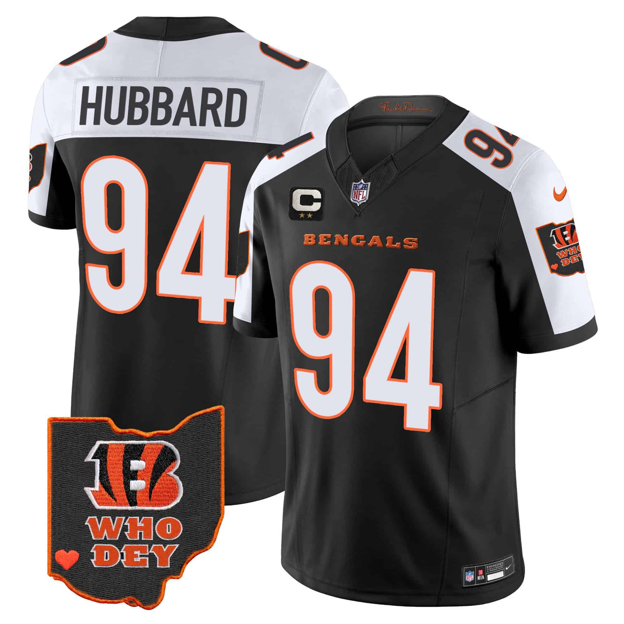 Men Cincinnati Bengals #94 Hubbard Black 2024 Nike Patch Vapor Limited NFL Jersey